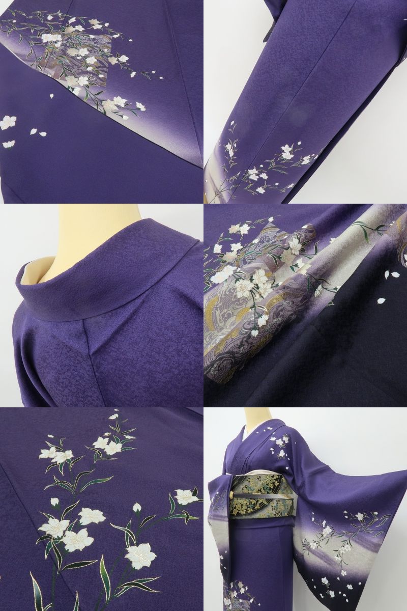 六花-RIKKA- 美品 正絹 桂友落款 霞と色紙の静と動に、ハラハラ桜。トールサイズ 訪問着 着物 A5963