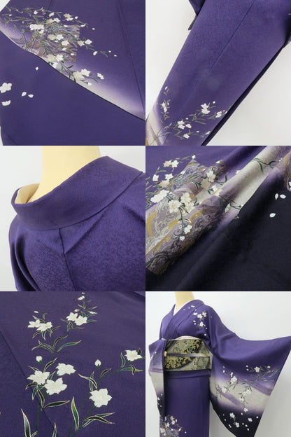 六花-RIKKA- 美品 正絹 桂友落款 霞と色紙の静と動に、ハラハラ桜。トールサイズ 訪問着 着物 A5963