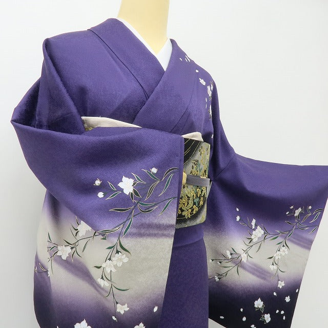 六花-RIKKA- 美品 正絹 桂友落款 霞と色紙の静と動に、ハラハラ桜。トールサイズ 訪問着 着物 A5963