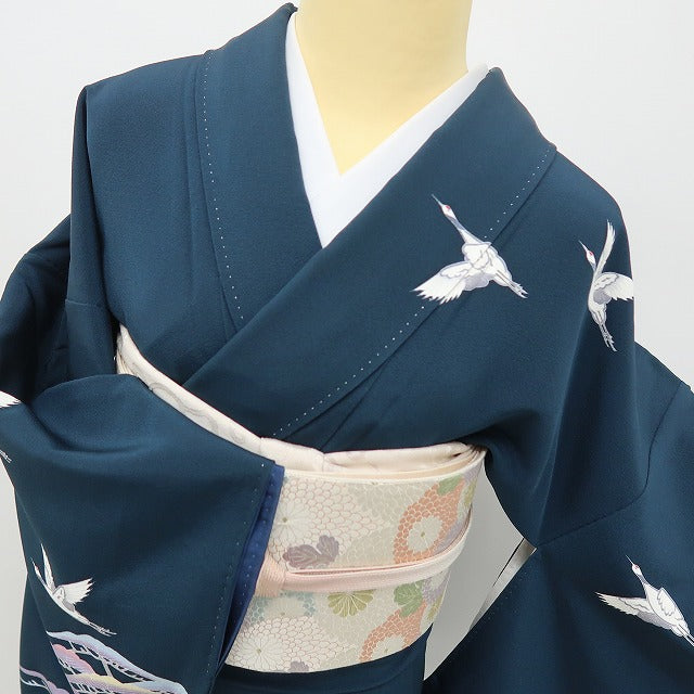 六花-RIKKA- 美品 正絹 十日町友禅 遠田藤舟落款 松と鶴、誇り高き日本の美！ 訪問着 着物 A5968-1