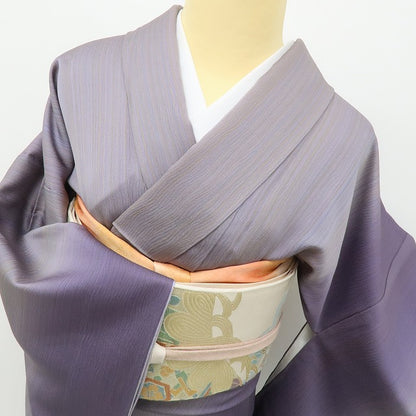 六花-RIKKA- 美品 正絹 ワイドサイズ 勝ち色グラデーション＆波に小船♪ 訪問着 着物 A5969