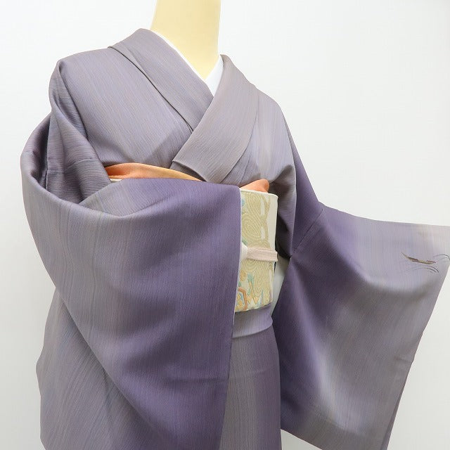 六花-RIKKA- 美品 正絹 ワイドサイズ 勝ち色グラデーション＆波に小船♪ 訪問着 着物 A5969