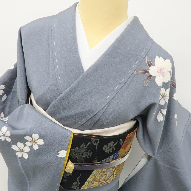 六花-RIKKA- 新品 正絹 桜 トールサイズ 仕付け糸付 桜舞う、御所車。大人の華やぎをこの一枚に 訪問着 着物 A5970