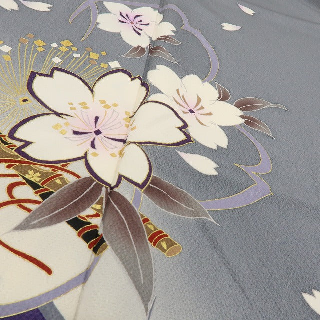 六花-RIKKA- 新品 正絹 桜 トールサイズ 仕付け糸付 桜舞う、御所車。大人の華やぎをこの一枚に 訪問着 着物 A5970