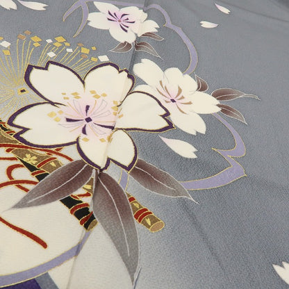 六花-RIKKA- 新品 正絹 桜 トールサイズ 仕付け糸付 桜舞う、御所車。大人の華やぎをこの一枚に 訪問着 着物 A5970