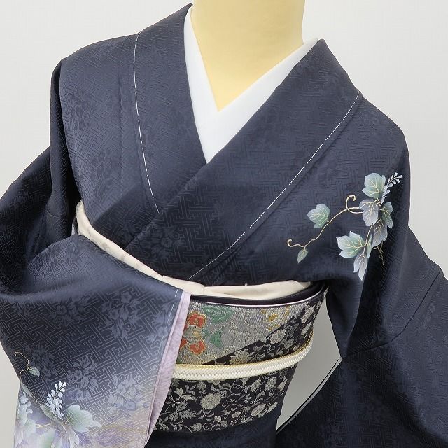六花-RIKKA- 新品 正絹 螺鈿作家 藤本隆士落款 蔦 ディープな美しさにきらり☆ トールサイズ 訪問着 着物 A5979