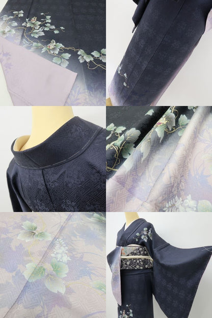 六花-RIKKA- 新品 正絹 螺鈿作家 藤本隆士落款 蔦 ディープな美しさにきらり☆ トールサイズ 訪問着 着物 A5979