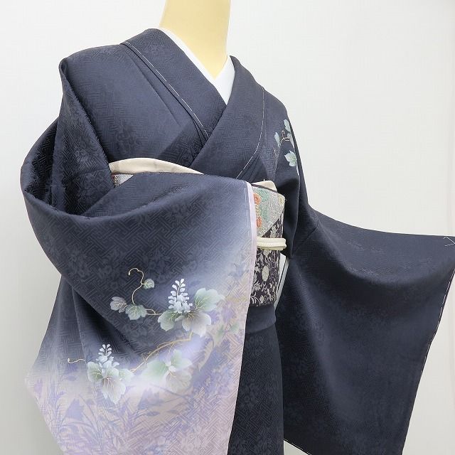 六花-RIKKA- 新品 正絹 螺鈿作家 藤本隆士落款 蔦 ディープな美しさにきらり☆ トールサイズ 訪問着 着物 A5979