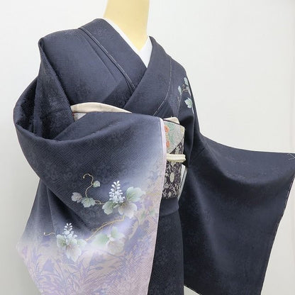 六花-RIKKA- 新品 正絹 螺鈿作家 藤本隆士落款 蔦 ディープな美しさにきらり☆ トールサイズ 訪問着 着物 A5979