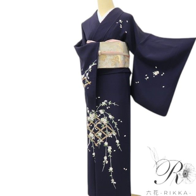 六花-RIKKA- 美品 正絹 京友禅  岡山武子落款 さがみ謹製 桜 ひとひらの色香舞う、美人オーラ放つ！ トールサイズ 訪問着 着物 A5980