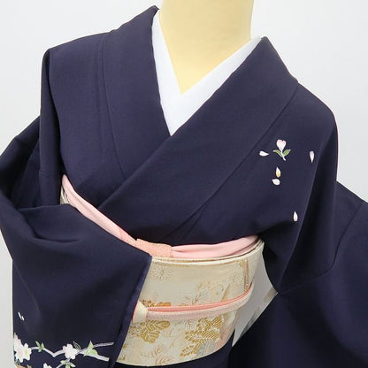 六花-RIKKA- 美品 正絹 京友禅  岡山武子落款 さがみ謹製 桜 ひとひらの色香舞う、美人オーラ放つ！ トールサイズ 訪問着 着物 A5980