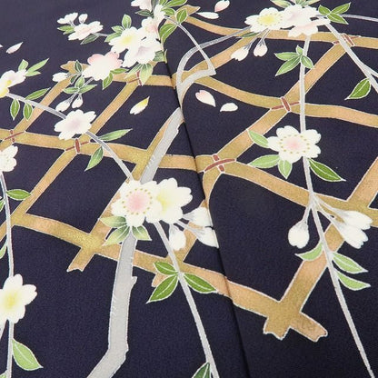六花-RIKKA- 美品 正絹 京友禅  岡山武子落款 さがみ謹製 桜 ひとひらの色香舞う、美人オーラ放つ！ トールサイズ 訪問着 着物 A5980