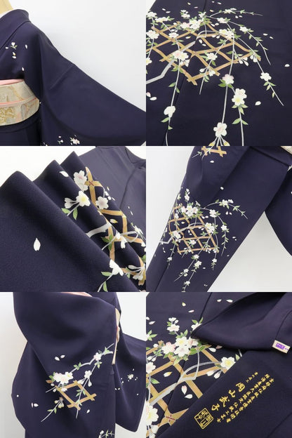 六花-RIKKA- 美品 正絹 京友禅  岡山武子落款 さがみ謹製 桜 ひとひらの色香舞う、美人オーラ放つ！ トールサイズ 訪問着 着物 A5980