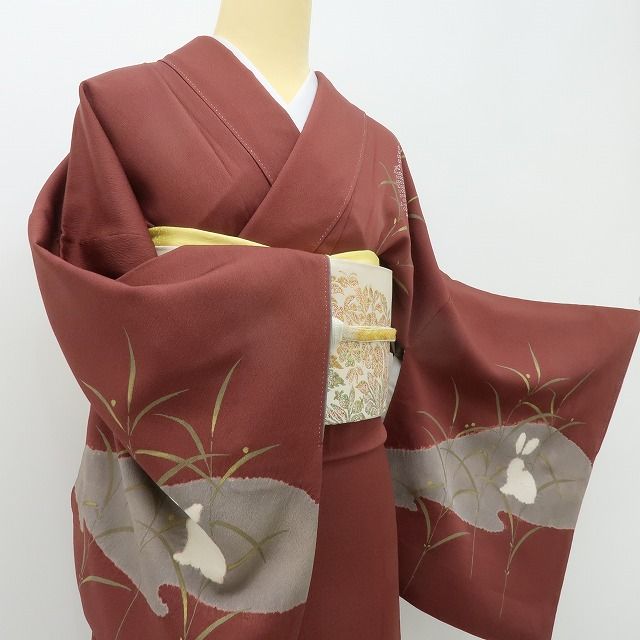 六花-RIKKA- 美品 正絹 デザイナー コシノヒロコ 兎 大人の遊び心に火をつける！甘くないウサギ♪ トールサイズ 訪問着 着物 A5983