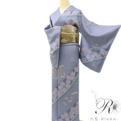 六花-RIKKA- 正絹 絞り 刺繍 トールサイズ アンティークレースのような美技×美技！ 訪問着 着物 A5984