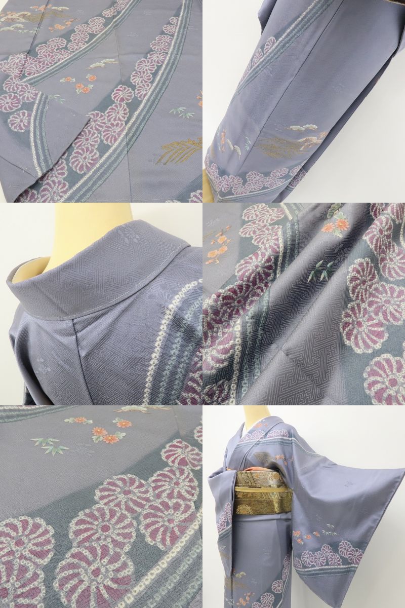 六花-RIKKA- 正絹 絞り 刺繍 トールサイズ アンティークレースのような美技×美技！ 訪問着 着物 A5984