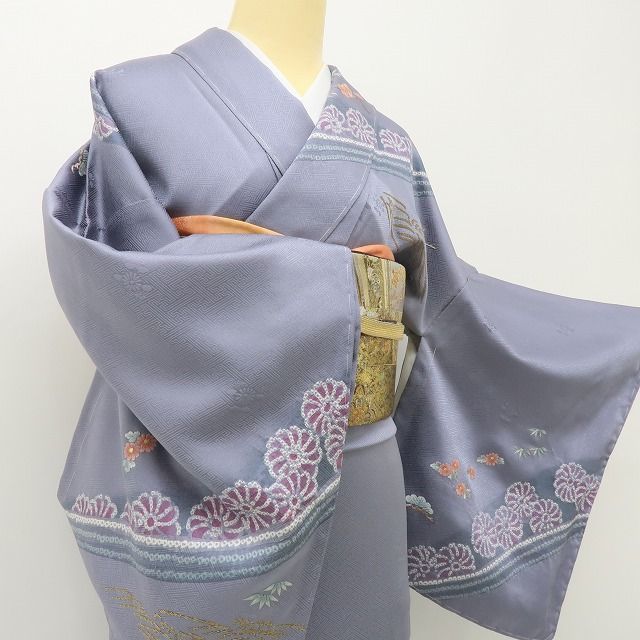 六花-RIKKA- 正絹 絞り 刺繍 トールサイズ アンティークレースのような美技×美技！ 訪問着 着物 A5984