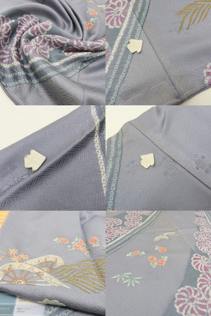 六花-RIKKA- 正絹 絞り 刺繍 トールサイズ アンティークレースのような美技×美技！ 訪問着 着物 A5984
