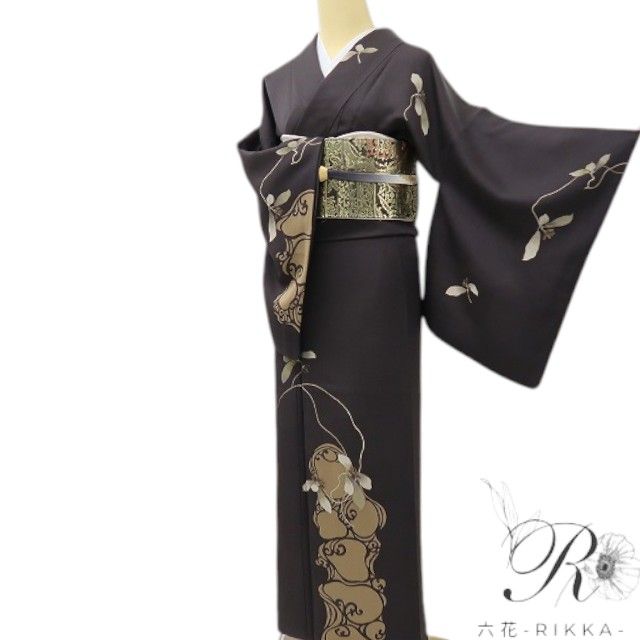 六花-RIKKA- 美品 正絹 作家物落款 あなたのハートを一本釣！アール・ヌーヴォーな美！ 訪問着 着物 A5985