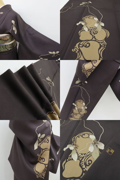 六花-RIKKA- 美品 正絹 作家物落款 あなたのハートを一本釣！アール・ヌーヴォーな美！ 訪問着 着物 A5985