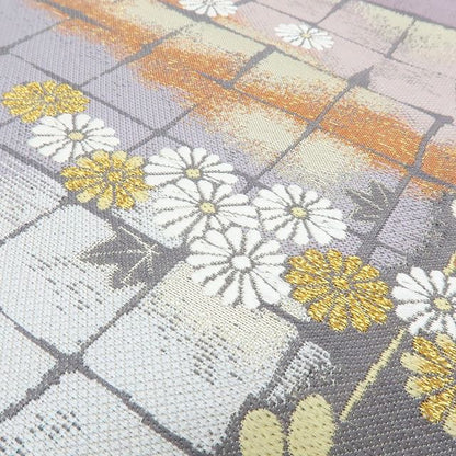 六花-RIKKA- 新品 正絹 西陣織 刺繍 ふっくら菊と、一歩控えた紅葉の夕暮れ☆彡 袋帯 着物 A5993