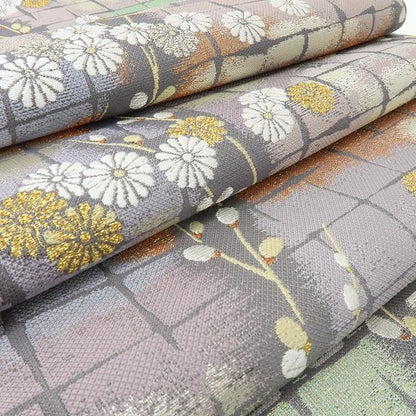 六花-RIKKA- 新品 正絹 西陣織 刺繍 ふっくら菊と、一歩控えた紅葉の夕暮れ☆彡 袋帯 着物 A5993