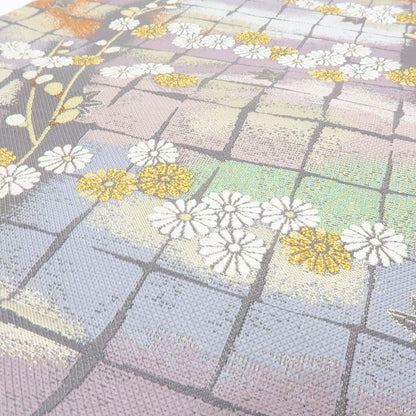 六花-RIKKA- 新品 正絹 西陣織 刺繍 ふっくら菊と、一歩控えた紅葉の夕暮れ☆彡 袋帯 着物 A5993