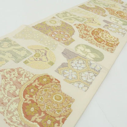六花-RIKKA- 美品 正絹 刺繍 やさしい古典、刺繍で咲かせて♪ 袋帯 着物 A5994