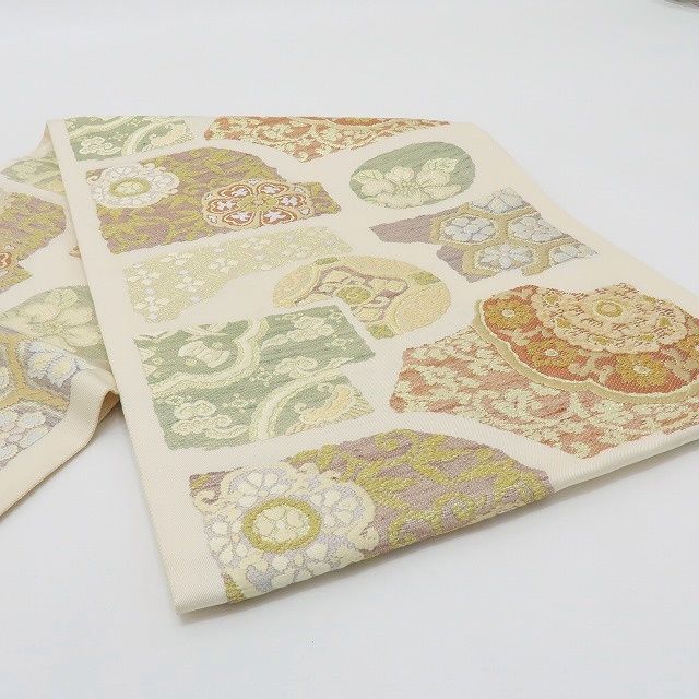 六花-RIKKA- 美品 正絹 刺繍 やさしい古典、刺繍で咲かせて♪ 袋帯 着物 A5994