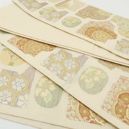 六花-RIKKA- 美品 正絹 刺繍 やさしい古典、刺繍で咲かせて♪ 袋帯 着物 A5994