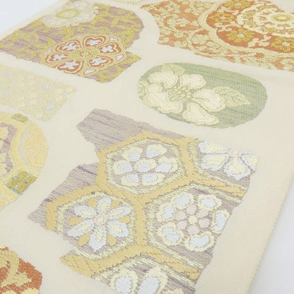 六花-RIKKA- 美品 正絹 刺繍 やさしい古典、刺繍で咲かせて♪ 袋帯 着物 A5994