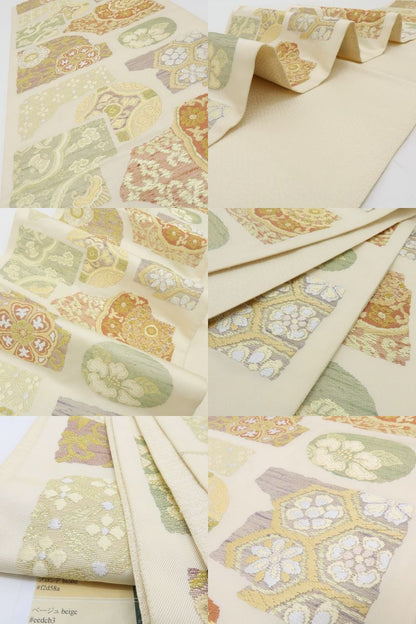 六花-RIKKA- 美品 正絹 刺繍 やさしい古典、刺繍で咲かせて♪ 袋帯 着物 A5994