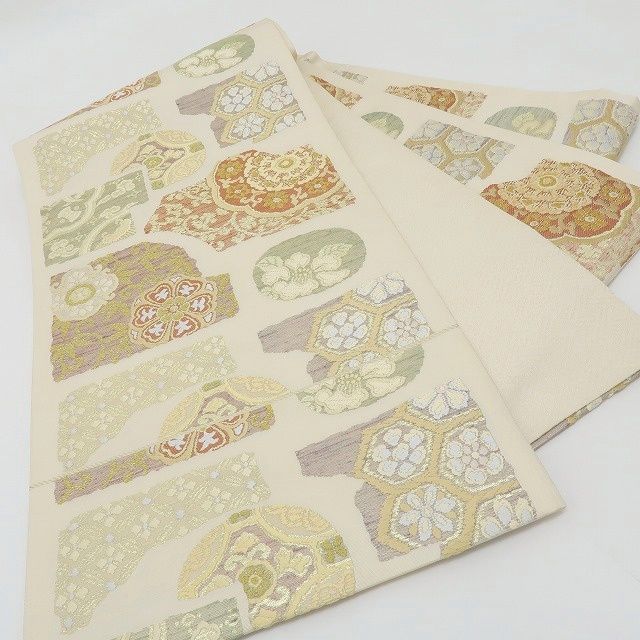 六花-RIKKA- 美品 正絹 刺繍 やさしい古典、刺繍で咲かせて♪ 袋帯 着物 A5994