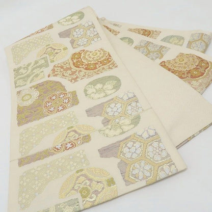 六花-RIKKA- 美品 正絹 刺繍 やさしい古典、刺繍で咲かせて♪ 袋帯 着物 A5994