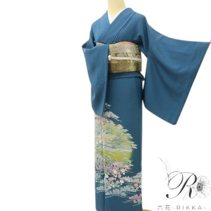 六花-RIKKA- 美品 正絹 十日町友禅 岡村蒼風落款 記憶を辿る満月☆ 色留袖 着物 A5995