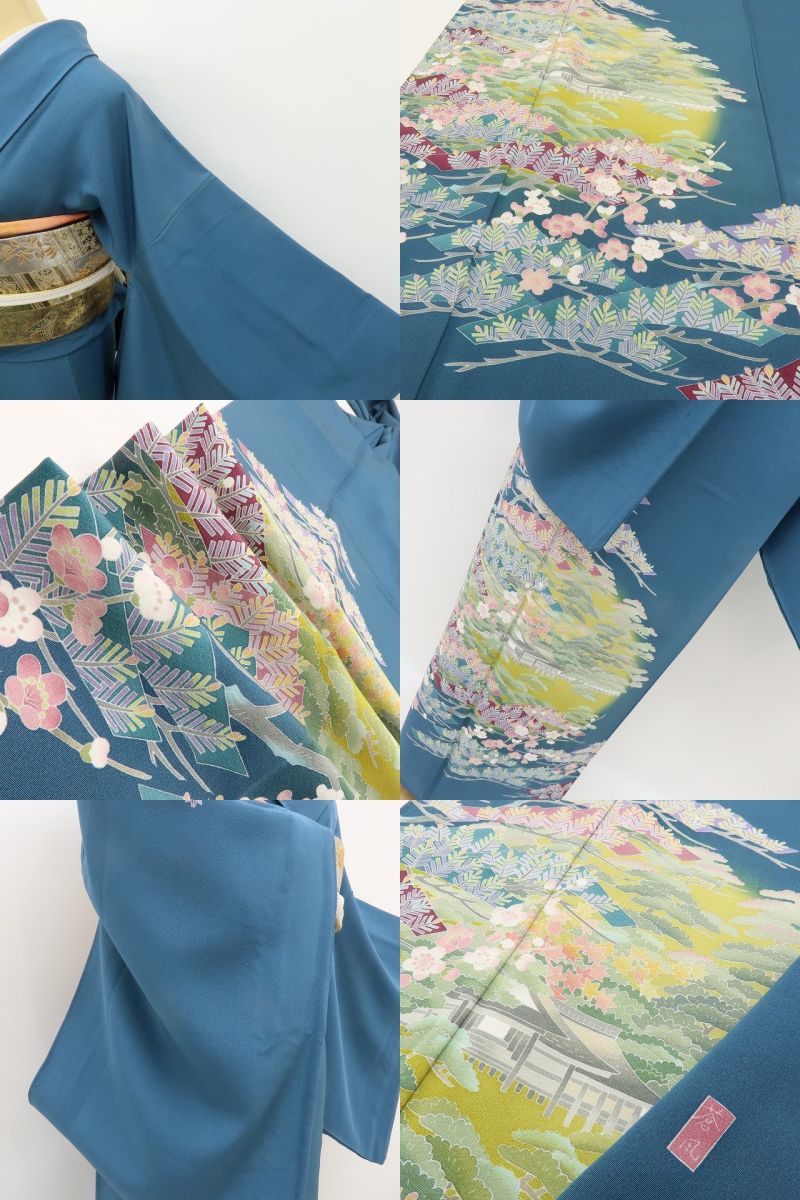 六花-RIKKA- 美品 正絹 十日町友禅 岡村蒼風落款 記憶を辿る満月☆ 色留袖 着物 A5995
