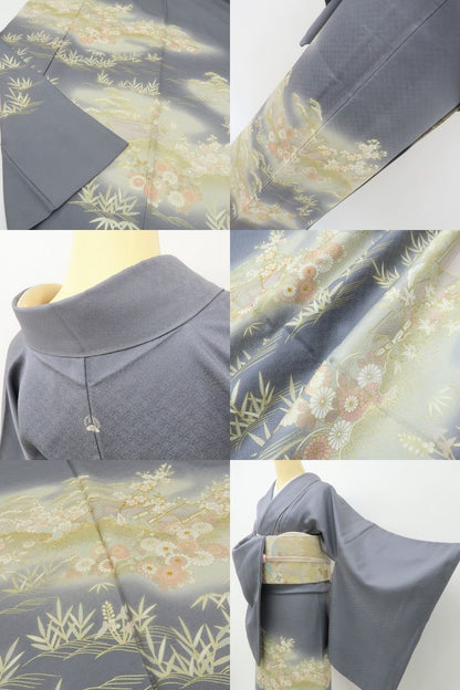 六花-RIKKA- 正絹 金駒刺繡 トールサイズ しっとりしながら目を奪う、日本の美！ 色留袖 着物 A5996