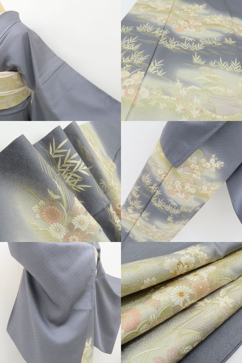六花-RIKKA- 正絹 金駒刺繡 トールサイズ しっとりしながら目を奪う、日本の美！ 色留袖 着物 A5996