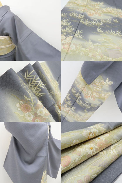 六花-RIKKA- 正絹 金駒刺繡 トールサイズ しっとりしながら目を奪う、日本の美！ 色留袖 着物 A5996