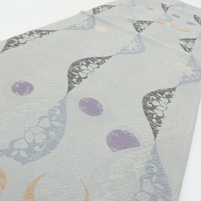 六花-RIKKA- 新品 正絹 西陣織 刺繍 月と花、波のシンフォニー♪ 袋帯 着物 A6003