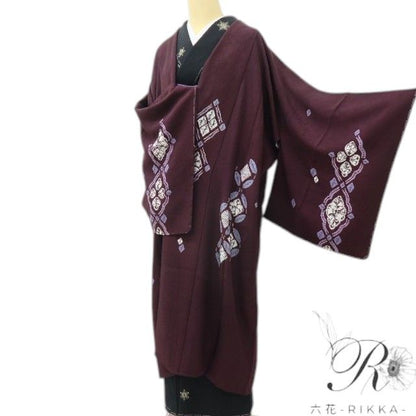六花-RIKKA- 美品 正絹 ロング丈 絞り染め ほどよい甘さと、粋な遊び心♪ 道中着 着物 和装コート A6004