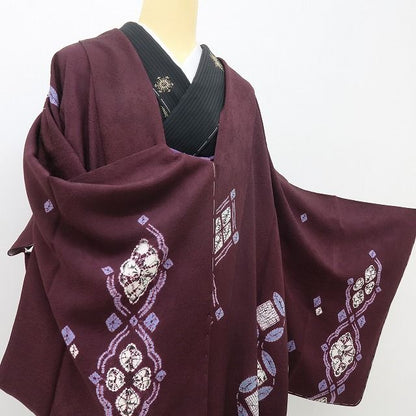 六花-RIKKA- 美品 正絹 ロング丈 絞り染め ほどよい甘さと、粋な遊び心♪ 道中着 着物 和装コート A6004