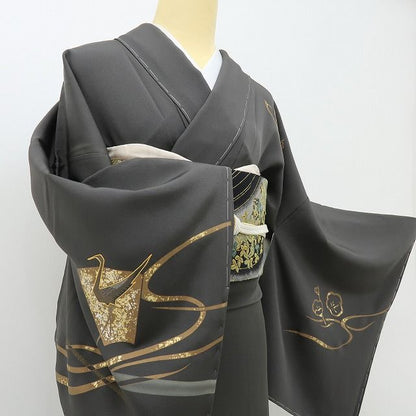 六花-RIKKA- 新品 正絹 金駒刺繡 トールサイズ 仕付け糸付 豪華に映える！鶴と梅。 訪問着 着物 A6007