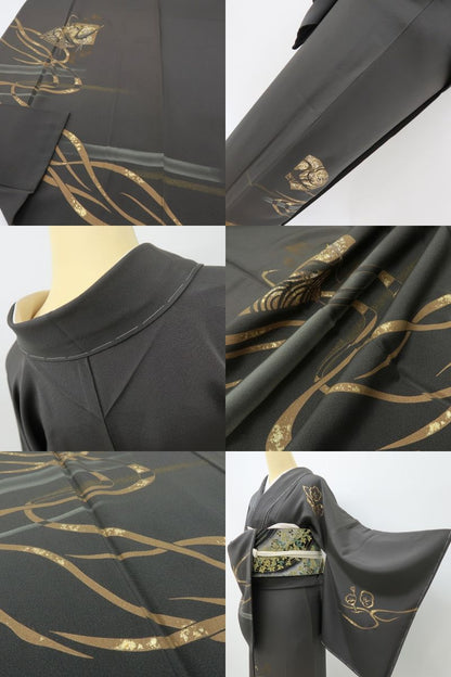 六花-RIKKA- 新品 正絹 金駒刺繡 トールサイズ 仕付け糸付 豪華に映える！鶴と梅。 訪問着 着物 A6007