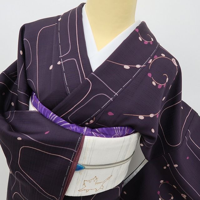 六花-RIKKA- 新品 正絹 トールサイズ 迷路の森を冒険する鳥さん♪ 仕付け糸付 小紋 着物 A6010