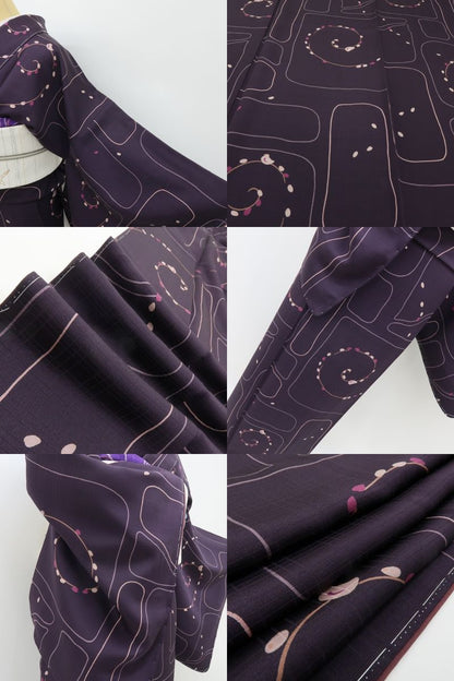 六花-RIKKA- 新品 正絹 トールサイズ 迷路の森を冒険する鳥さん♪ 仕付け糸付 小紋 着物 A6010