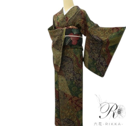 六花-RIKKA- 新品 正絹 前田仁仙落款 更紗 纏う、シルクロードの美しき迷宮! 仕付け糸付 小紋 着物 A6015