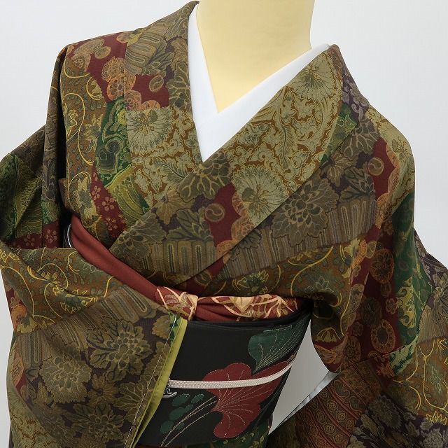 六花-RIKKA- 新品 正絹 前田仁仙落款 更紗 纏う、シルクロードの美しき迷宮! 仕付け糸付 小紋 着物 A6015
