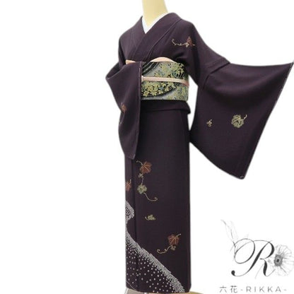 六花-RIKKA- 美品 正絹 絞り トールサイズ エレガントに実る葡萄蔦♪ 訪問着 着物 A6016
