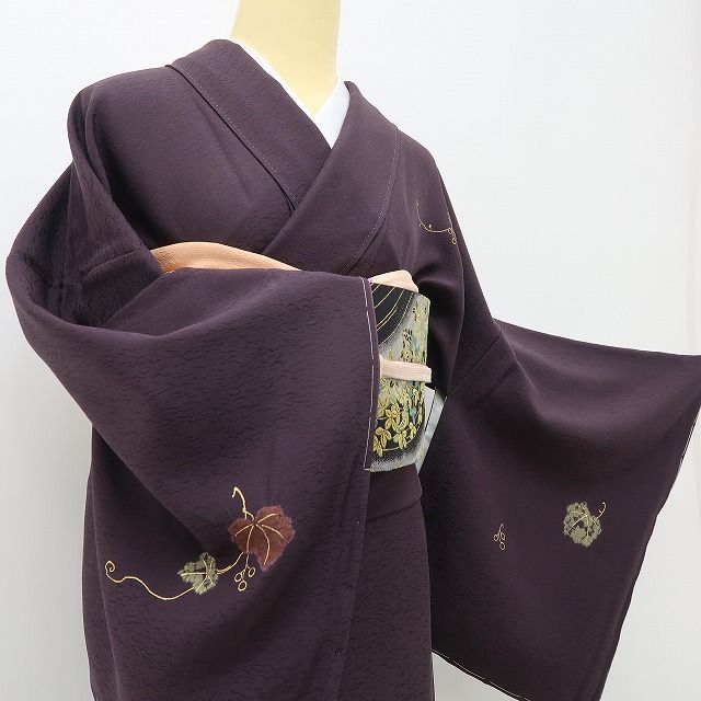 六花-RIKKA- 美品 正絹 絞り トールサイズ エレガントに実る葡萄蔦♪ 訪問着 着物 A6016